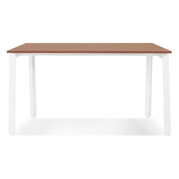 Bureau droit design AMADEUS bois finition Noyer et métal blanc - 160x80 cm