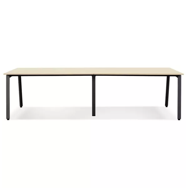 Double bureau bench-table de réunion AMADEUS bois finition naturelle et métal noir - 280x140 cm