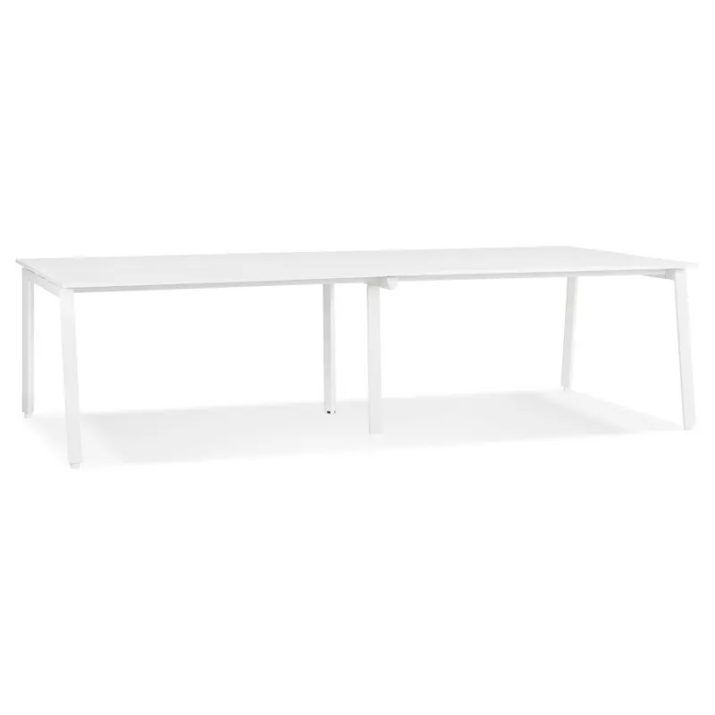 Double bureau bench-table de réunion AMADEUS bois et métal blanc - 280x140 cm