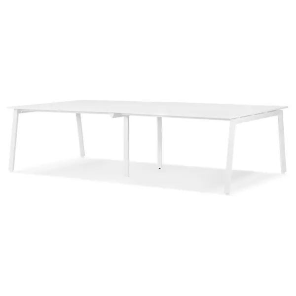 Double bureau bench-table de réunion AMADEUS bois et métal blanc - 280x140 cm