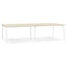 Double bureau bench-table de réunion AMADEUS bois finition naturelle et métal blanc - 280x140 cm