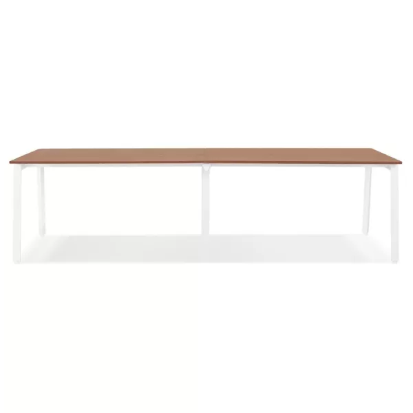 Double bureau bench-table de réunion AMADEUS bois finition Noyer et métal blanc - 280x140 cm