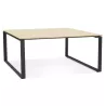 Table de réunion-bureau bench BAKUS SQUARE bois finition naturelle et métal noir - 140x140 cm