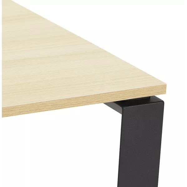 Table de réunion-bureau bench BAKUS SQUARE bois finition naturelle et métal noir - 140x140 cm