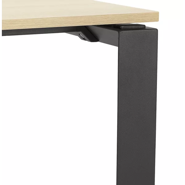 Table de réunion-bureau bench BAKUS SQUARE bois finition naturelle et métal noir - 140x140 cm