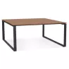 Table de réunion-bureau bench BAKUS SQUARE bois finition Noyer et métal noir - 140x140 cm