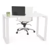 Table de réunion-bureau bench BAKUS SQUARE bois finition naturelle et métal blanc - 140x140 cm