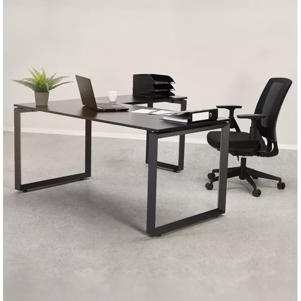 Table de réunion-bureau bench BAKUS SQUARE noir - 160x160 cm