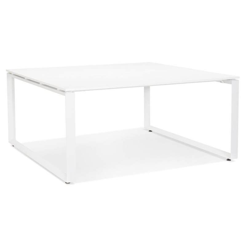 Table de réunion-bureau bench BAKUS SQUARE blanc - 160x160 cm