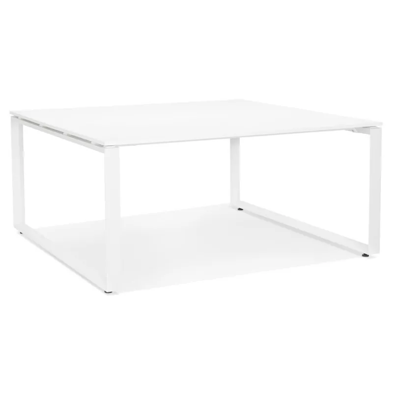 Table de réunion-bureau bench BAKUS SQUARE blanc - 160x160 cm