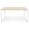 Table de réunion-bureau bench BAKUS SQUARE bois finition naturelle et métal blanc - 160x160 cm