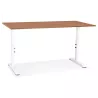 Bureau réglable en hauteur OSMOSE bois Noyer et métal blanc - 160x80 cm