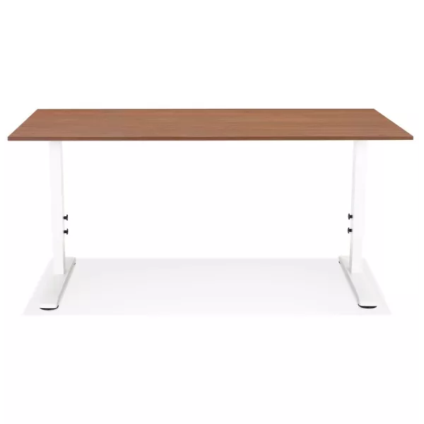 Bureau réglable en hauteur OSMOSE bois Noyer et métal blanc - 160x80 cm