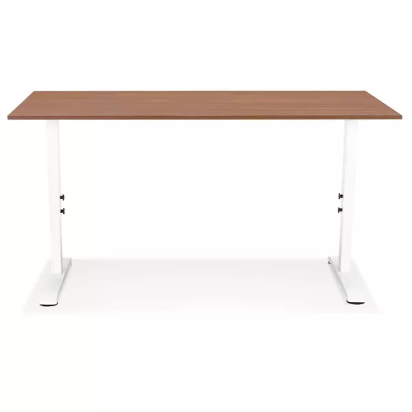 Bureau réglable en hauteur OSMOSE bois Noyer et métal blanc - 160x80 cm