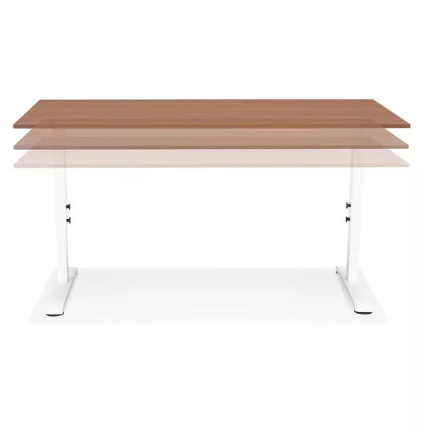 Bureau réglable en hauteur OSMOSE bois Noyer et métal blanc - 160x80 cm