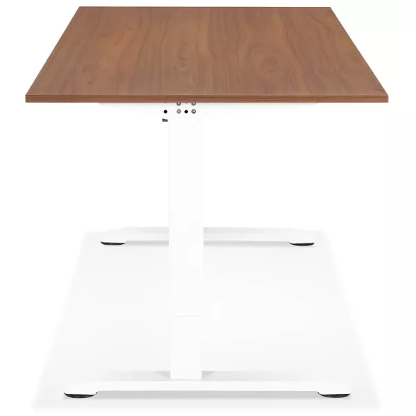 Bureau réglable en hauteur OSMOSE bois Noyer et métal blanc - 160x80 cm