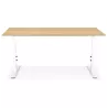 Bureau réglable en hauteur OSMOSE bois finition naturelle et métal blanc - 160x80 cm