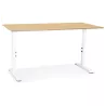 Bureau réglable en hauteur OSMOSE bois finition naturelle et métal blanc - 160x80 cm