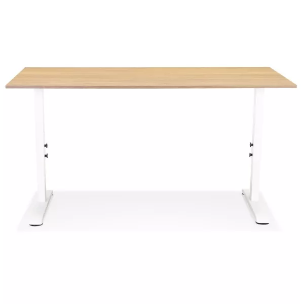 Bureau réglable en hauteur OSMOSE bois finition naturelle et métal blanc - 160x80 cm