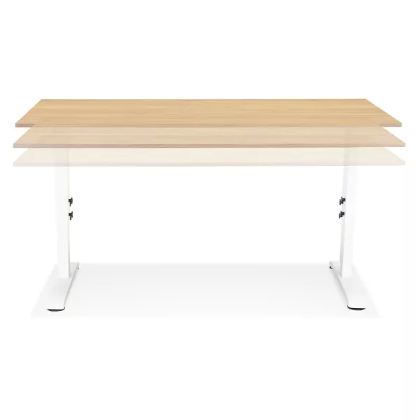 Bureau réglable en hauteur OSMOSE bois finition naturelle et métal blanc - 160x80 cm