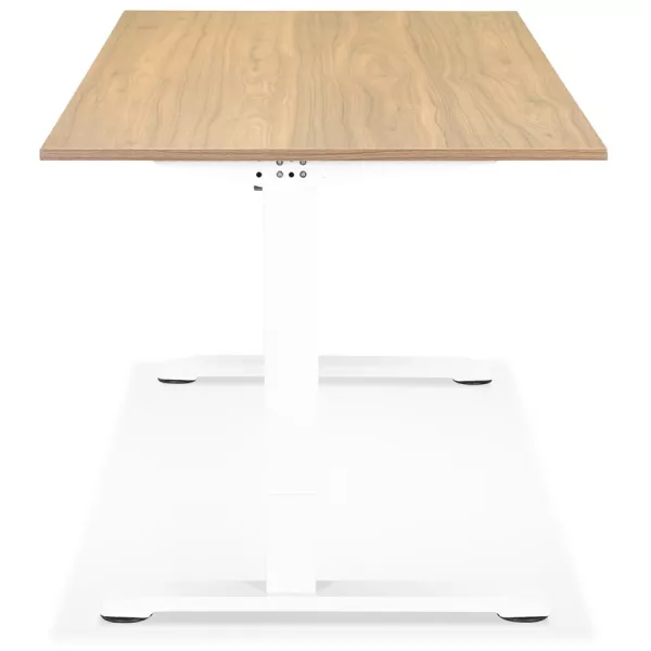 Bureau réglable en hauteur OSMOSE bois finition naturelle et métal blanc - 160x80 cm