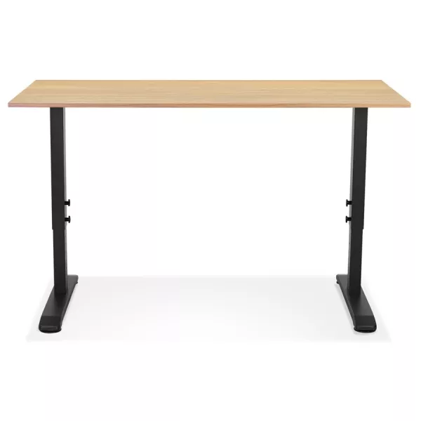 Bureau réglable en hauteur OSMOSE bois finition naturelle et métal noir - 140x70 cm