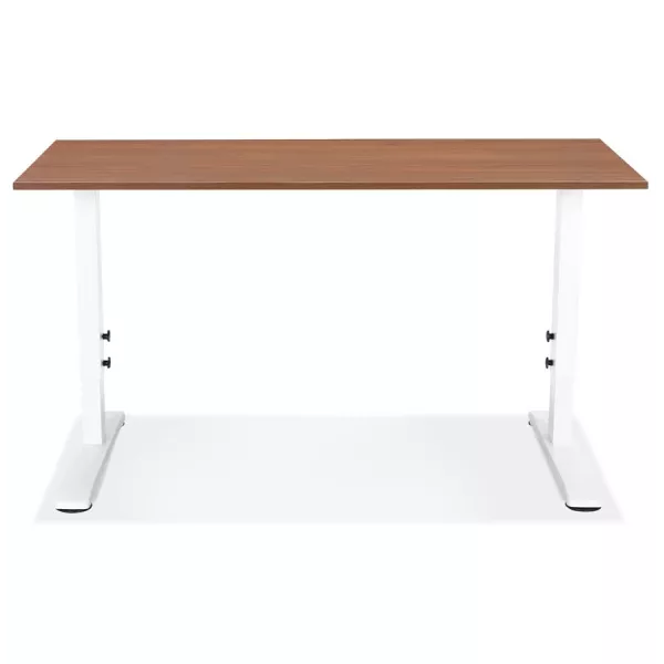 Bureau réglable en hauteur OSMOSE bois Noyer et métal blanc - 140x70 cm