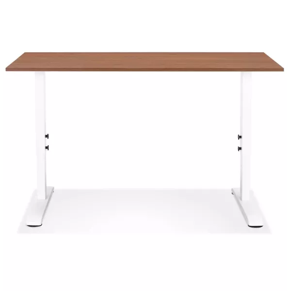 Bureau réglable en hauteur OSMOSE bois Noyer et métal blanc - 140x70 cm