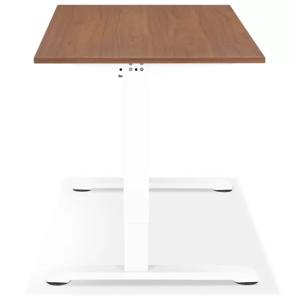 Bureau réglable en hauteur OSMOSE bois Noyer et métal blanc - 140x70 cm