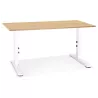 Bureau réglable en hauteur OSMOSE bois finition naturelle et métal blanc - 140x70 cm