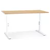 Bureau réglable en hauteur OSMOSE bois finition naturelle et métal blanc - 140x70 cm