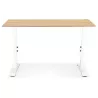 Bureau réglable en hauteur OSMOSE bois finition naturelle et métal blanc - 140x70 cm