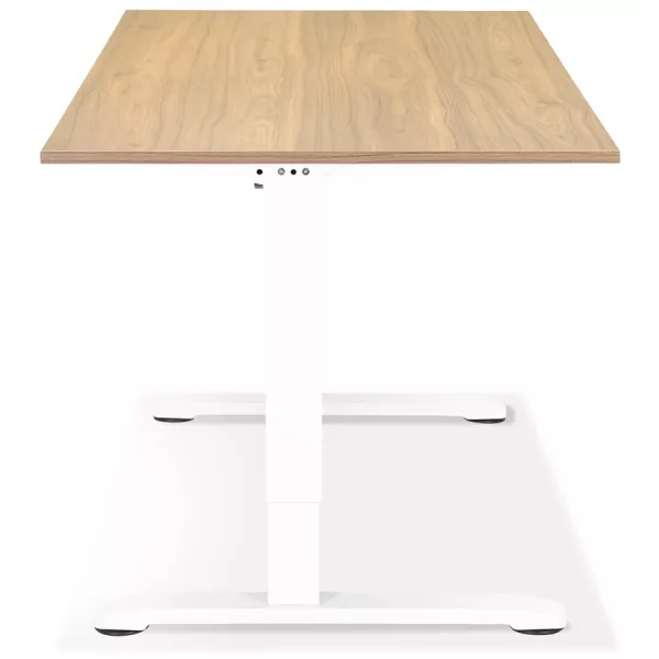 Bureau réglable en hauteur OSMOSE bois finition naturelle et métal blanc - 140x70 cm