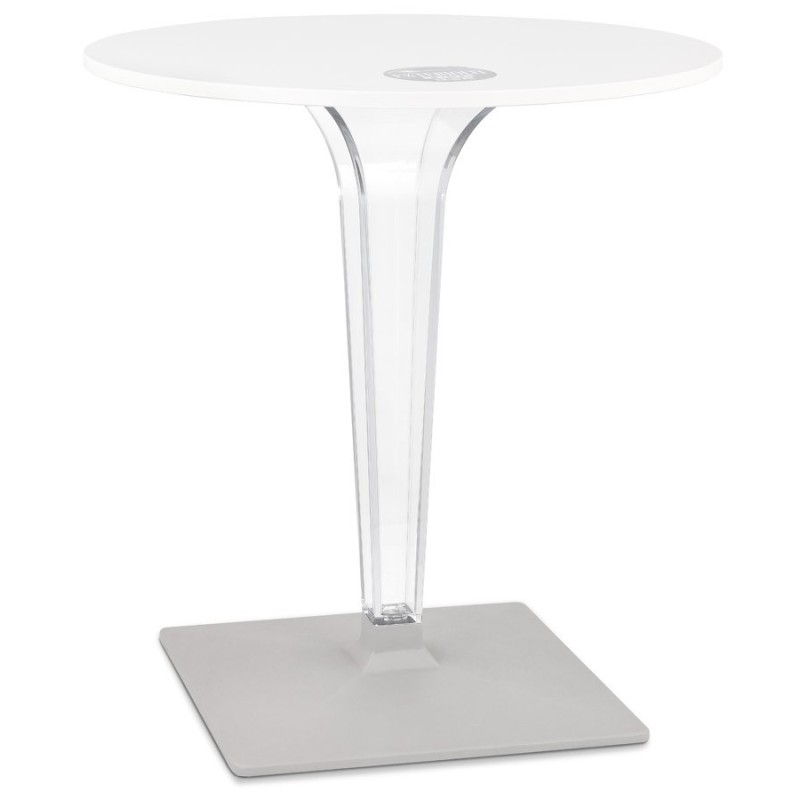 Table de terrasse ronde LIMPID blanche intérieur-extérieur - Ø 68 cm