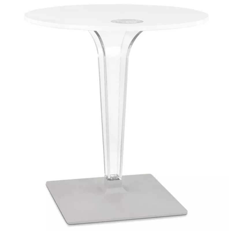 Table de terrasse ronde LIMPID blanche intérieur-extérieur - Ø 68 cm