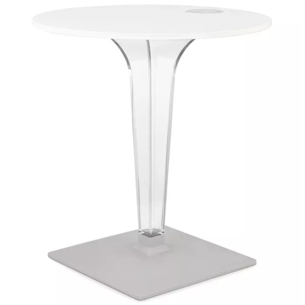 Table de terrasse ronde LIMPID blanche intérieur-extérieur - Ø 68 cm