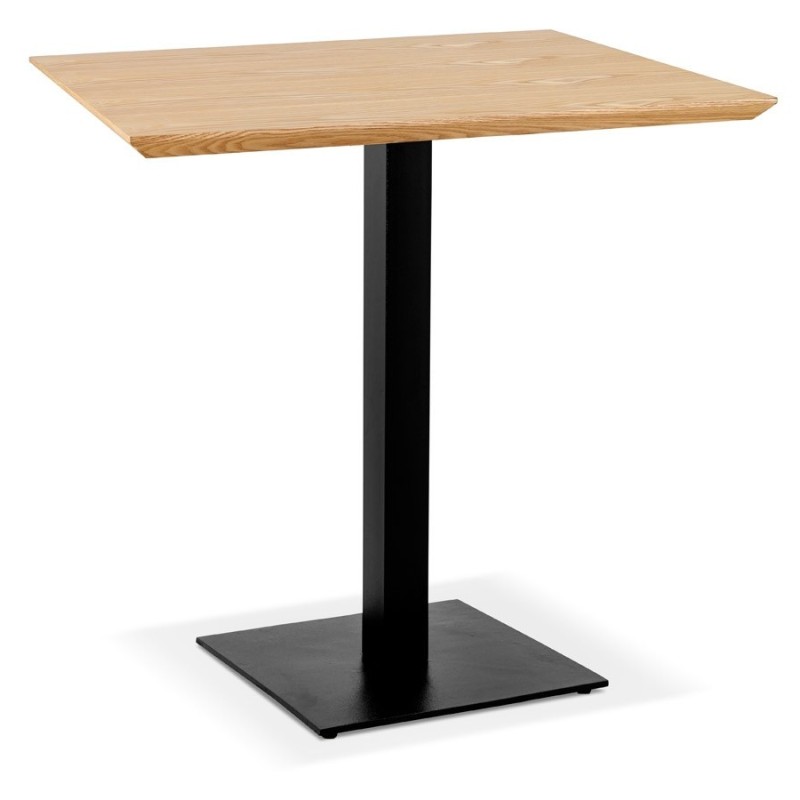 Mesa de comedor cuadrada pequeña REGIS con acabado natural madera y hierro fundido negro - 70x70 cm