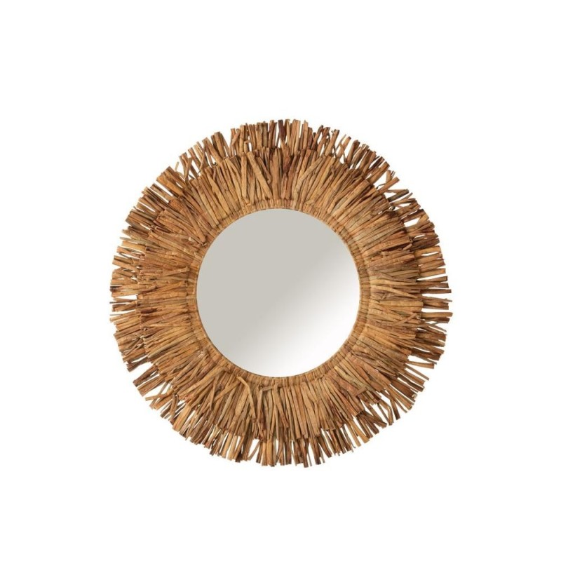 Miroir rond bohème en roseau, rotin, banbou FILON (104x104 cm) (Naturel)