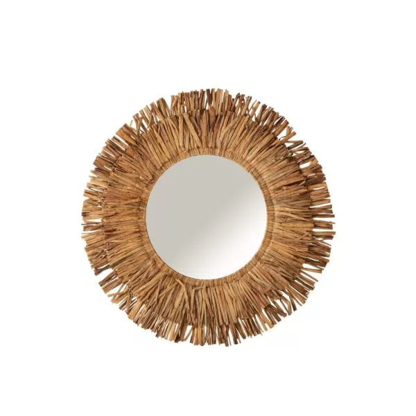 Miroir rond bohème en roseau, rotin, banbou FILON (104x104 cm) (Naturel)