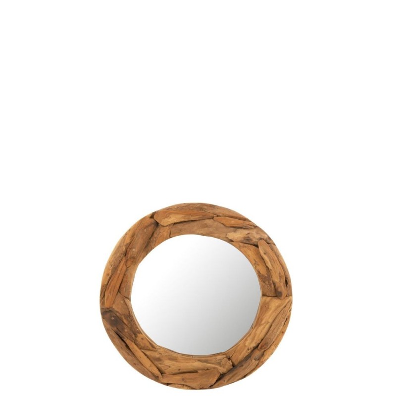 Miroir rond en bois de teck TOMMY (60x60 cm) (Naturel)