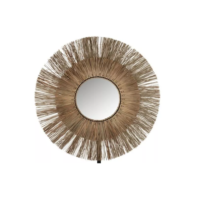 Miroir rond bohème en roseau, rotin, banbou CELIA (110x110 cm) (Naturel)