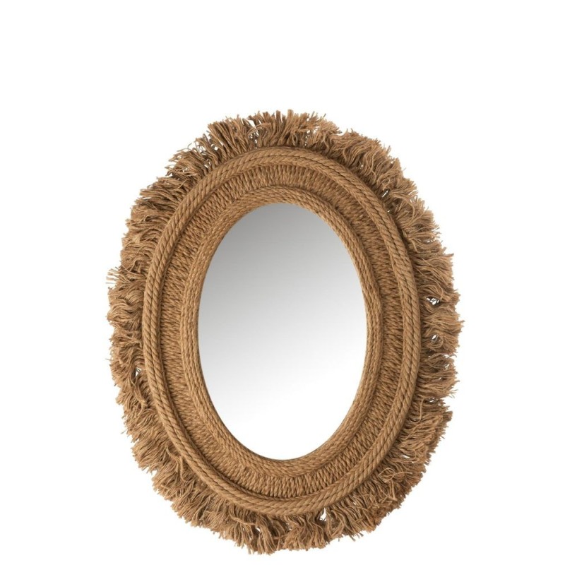 Miroir ovale bohème en jute DAREL (97x78 cm) (Naturel)