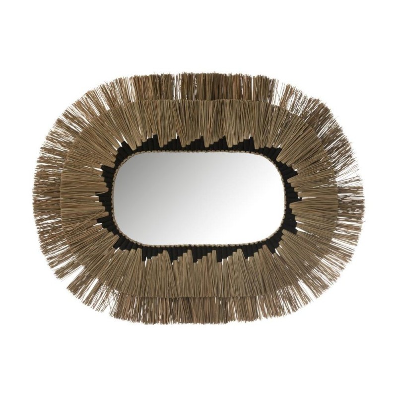 Miroir ovale en fibres naturelles KERY (115x90 cm) (Naturel)