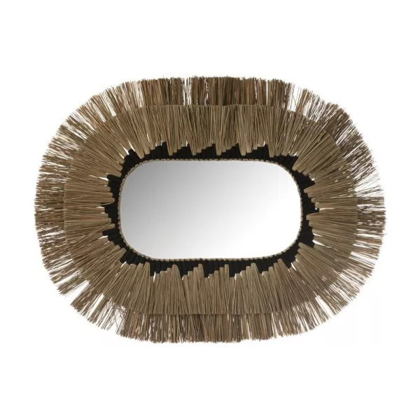 Miroir ovale en fibres naturelles KERY (115x90 cm) (Naturel)