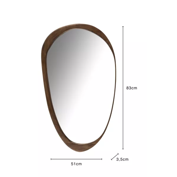 Miroir asymétrique en bois de manguier LOREN (51x83 cm) (Marron)