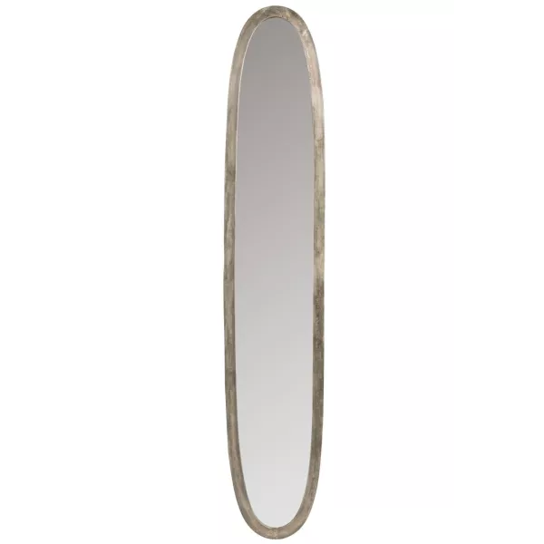 Miroir ovale en métal patiné style antique SINAI (179,5x33,5 cm) (Gris/Greige)