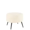 Pouf rond en tissu bouclé sur pieds en métal noir BARMINE (Blanc cassé)