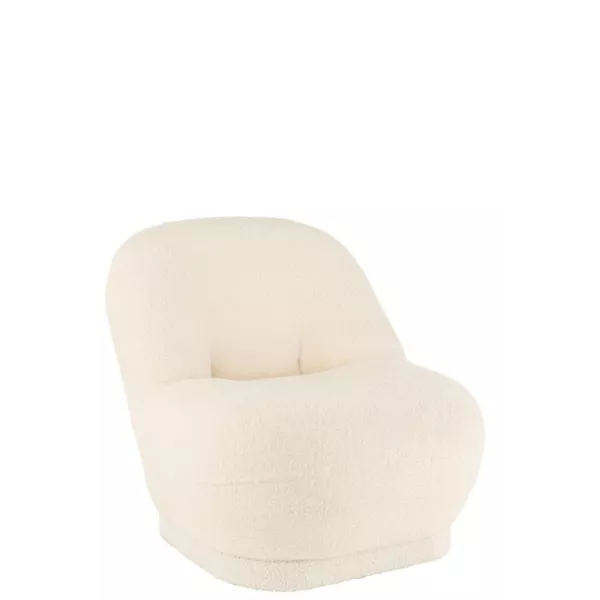 Fauteuil en tissu bouclé BARMINE (Blanc cassé)