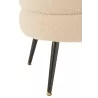 Pouf rond en tissu bouclé sur pieds en métal noir BARMINE (Beige)