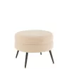 Pouf rond en tissu bouclé sur pieds en métal noir BARMINE (Beige)